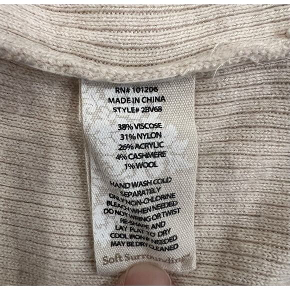 Soft Surroundings Sweater Womens S Ivory Cowl Neck Slouchy Cashmere Blend - Picture 7 of 9